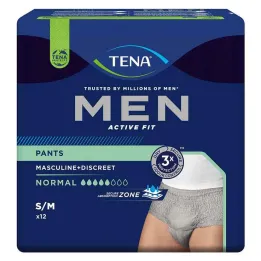 TENA® MEN ACTIVE FIT Pants Normal gray S/M for incontinence, 12 pieces