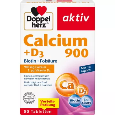 DOPPELHERZ Calcium 900+D3 tablets, 80 pcs
