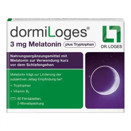 Dormiloges 3 mg melatonin plus tryptophan film-coated tablets, 60 pcs
