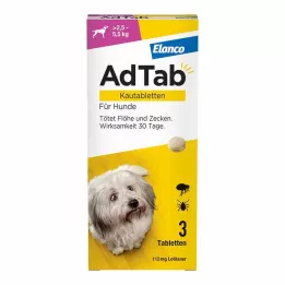 ADTAB 112 mg tabletki do żucia dla psów &gt;2,5 - 5,5 kg 3 sztuki tabletki do żucia, 3 sztuki