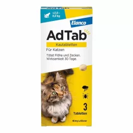 ADTAB 48 mg chewable tablets for cats &gt;2-8 kg 3 pcs chewable tablets, 3 pcs