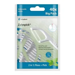Miradent toothpick dental floss 2in1 mint, 40 pcs