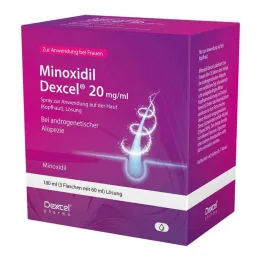 Minoxidil Dexcel 20 mg / ml spray for use on the scalp, 3x60 ml