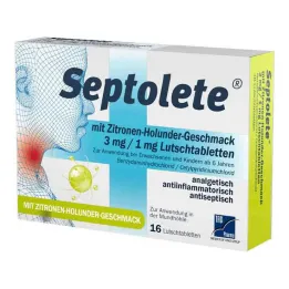 Septolete with lemon-elderberry flavor 3 mg/1 mg lozenges, 16 pcs