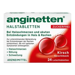 Anginette throat lozenges sugar-free cherry, 24 pcs