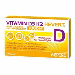 Vitamin D3 K2 Hevert + Calcium and Magnesium 1000 IE capsules, 60 pcs