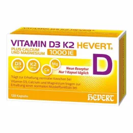 Vitamin D3 K2 Hevert + Calcium and Magnesium 1000 IE capsules, 120 pieces