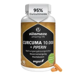 Curcuma 10,000 + piperine high-dose vegan capsules, 90 pcs