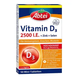 Abbey Vitamin D3 2500 IU Mini Tablets, 50 pcs