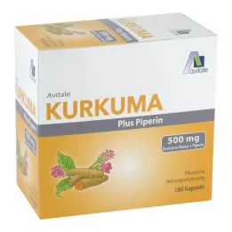 Turmeric 500 mg + piperine capsules, 180 pcs