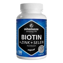 Biotin 10 mg high dose + zinc + selenium tablets, 180 pcs
